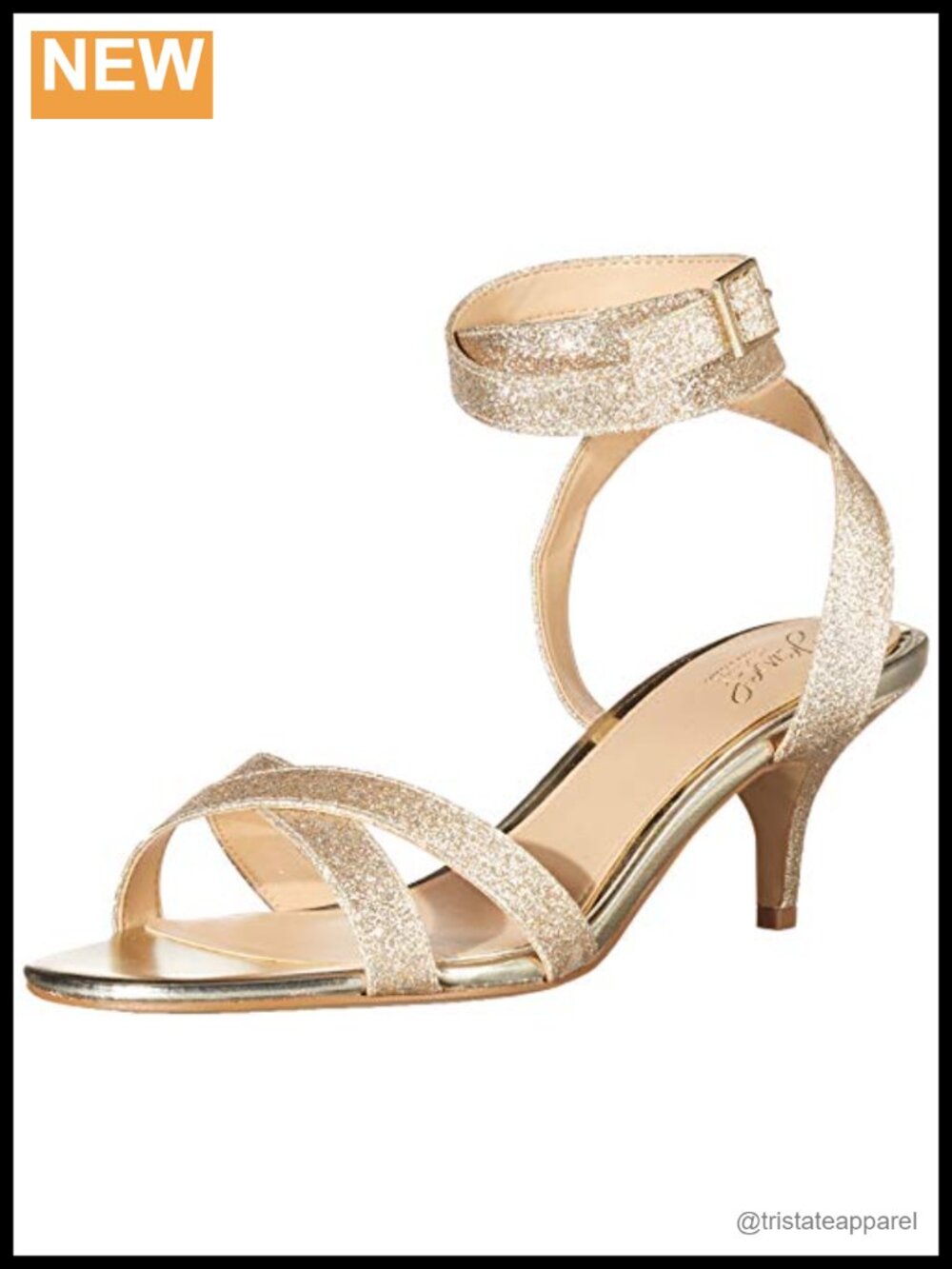 Women's Gold Glitter Stiletto Heeled Sandals Ankle Strap Wedding